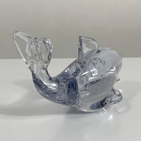Handcrafted Clear Crystal Dolphin Figurine Controlled Bubble Design Paperweight - Picture 5 of 8